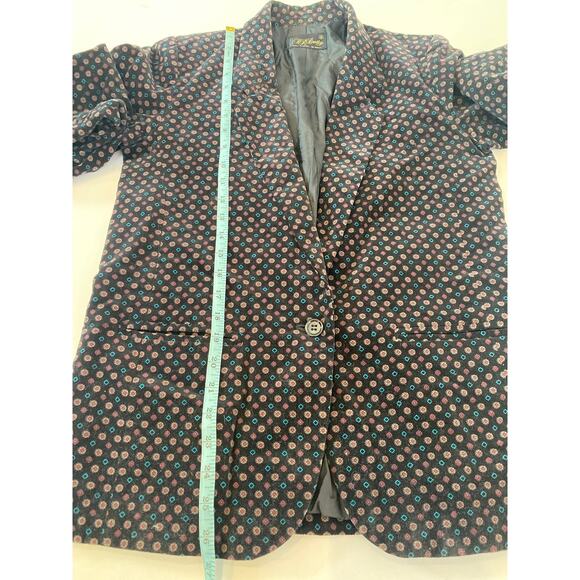 JR Bentley Japanese Velour Geometric Print Blazer Jacket Cotton Lined EUC Sz M - Picture 12 of 13